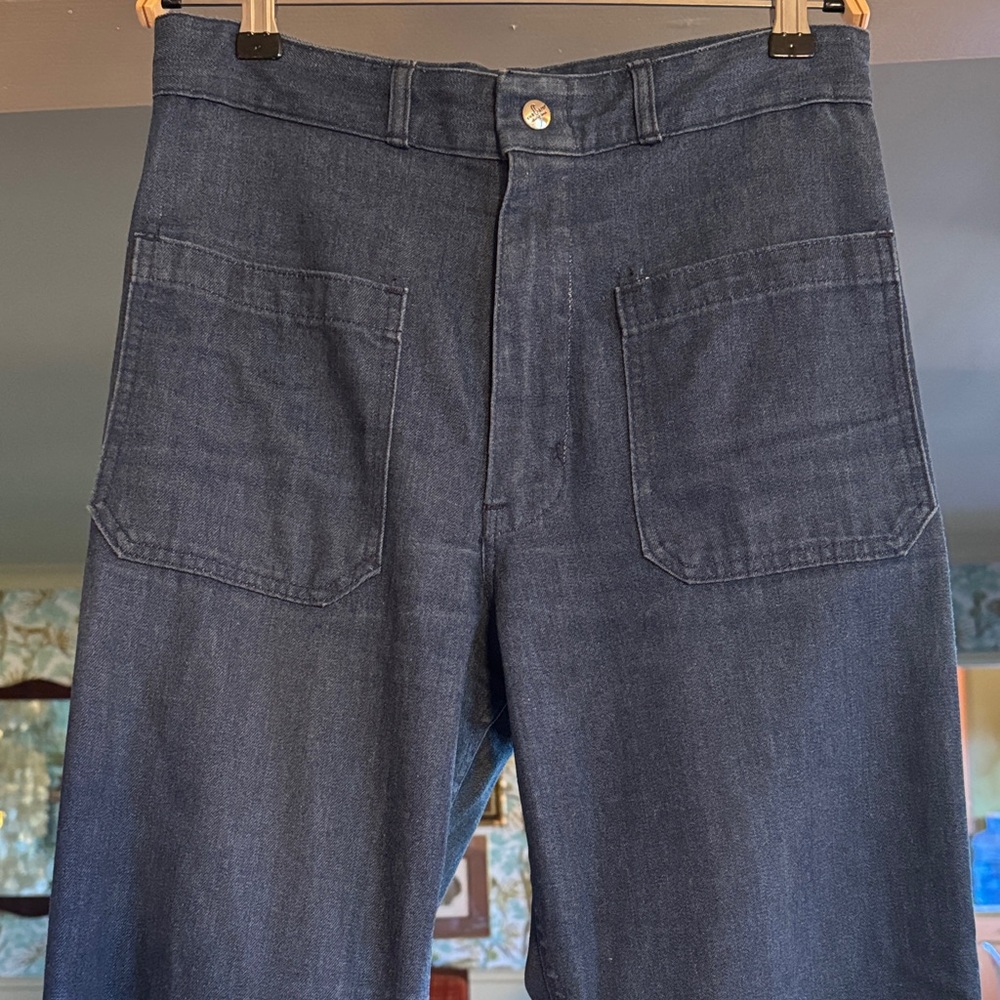 1970’s Vintage Utility Trousers High Rise Dark Blue Jeans
